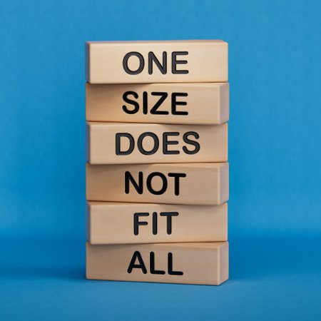 Blocks with letter showing that One size doesn't fit all even in leadership