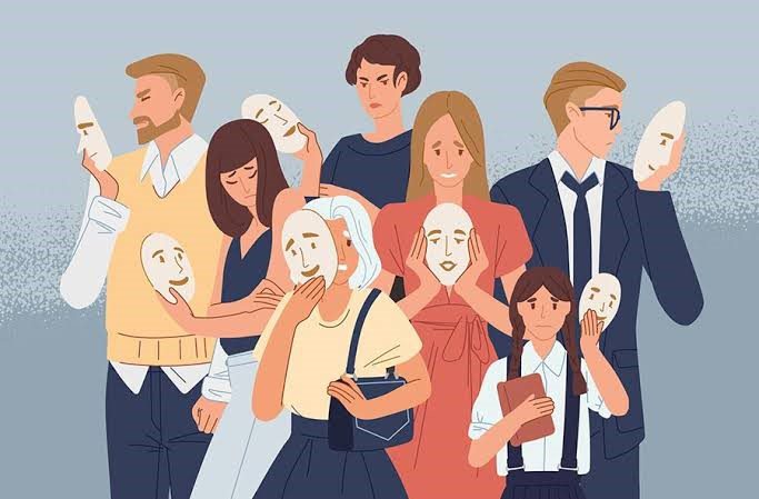 a group of people wearing fake masks in order to hide their strengths and weakness in Australia