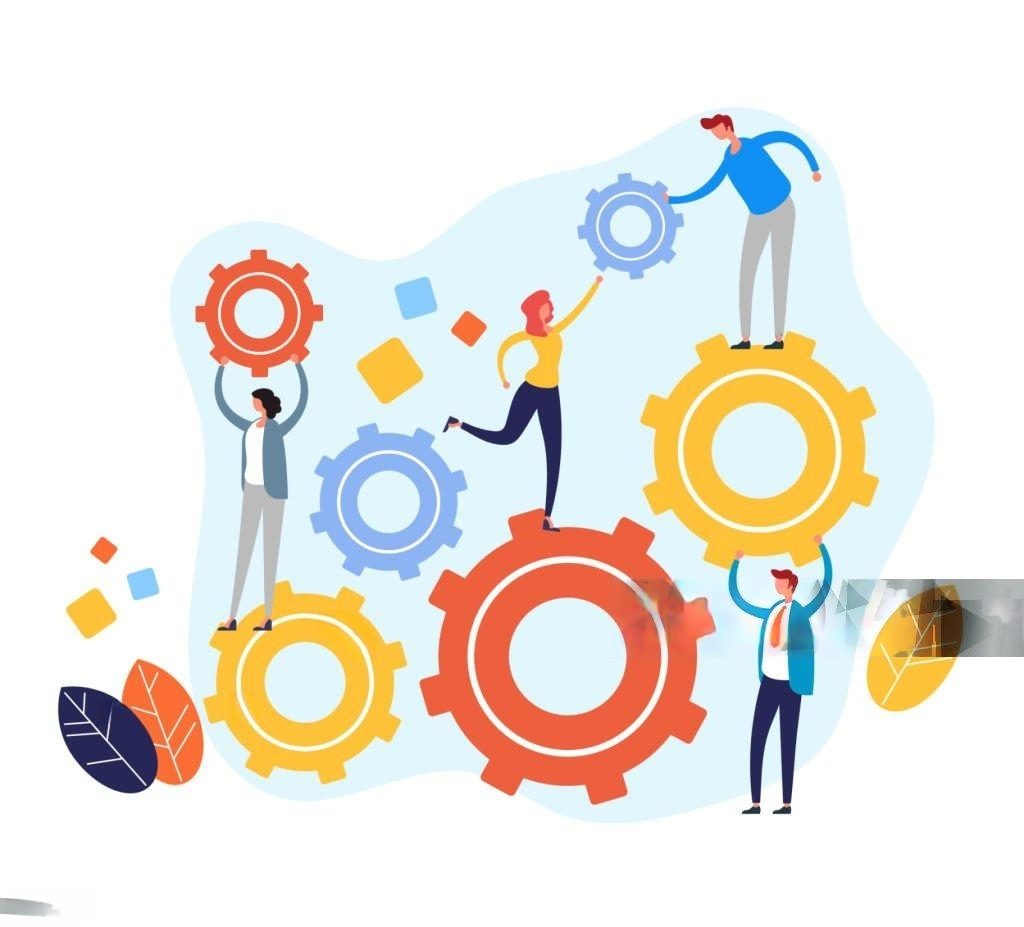 A diverse group of people collaborating on a large cogwheel, showcasing their unique talents and teamwork in action.