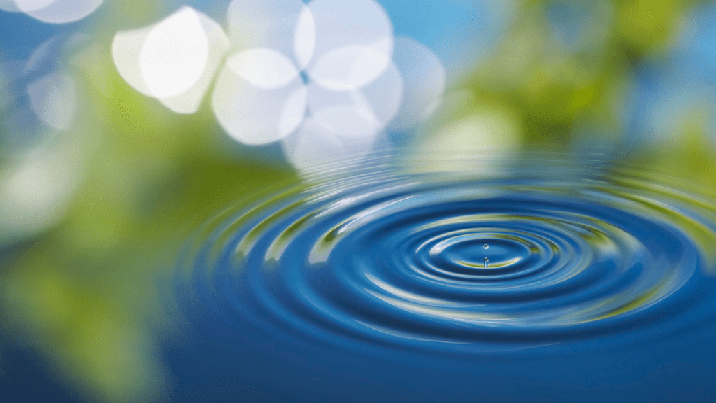 A ripple of water signifying a sense of awareness and peace in a person's life with SATORI attitude